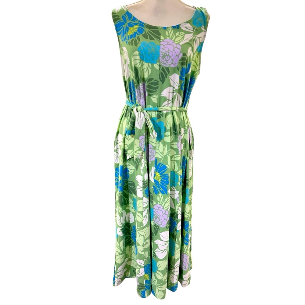 Cuddl Duds Green Floral Maxi Dress